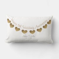 Happy 5th Wedding Anniversary, wood heart bunting