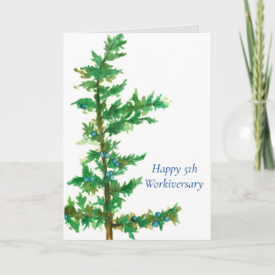 Happy 5th Workiversary Juniper Tree Branch Card