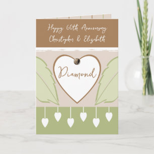 Happy 60th Anniversary add names brown green Card