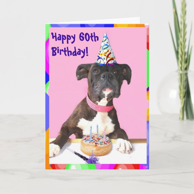 Happy 60th Birthday Boxer greeting card (Front)