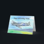 Happy 60th Birthday Brother Vintage Airplane Card<br><div class="desc">A happy birthday card for a brother or anyone who enjoys flying featuring a vintage Air Force airplane with a blue and white roundel symbol on the side with the pilot flying over rolling hills on a calm sunny day illustrated with watercolor. You can customize the card for a different...</div>