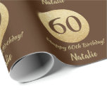 Happy 60th Birthday Brown and Gold Glitter Wrapping Paper<br><div class="desc">Happy 60th Birthday Brown and Gold Glitter Wrapping Paper with personalized name. For further customization,  please click the "Customize it" button and use our design tool to modify this template.</div>