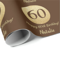Happy 60th Birthday Brown and Gold Glitter