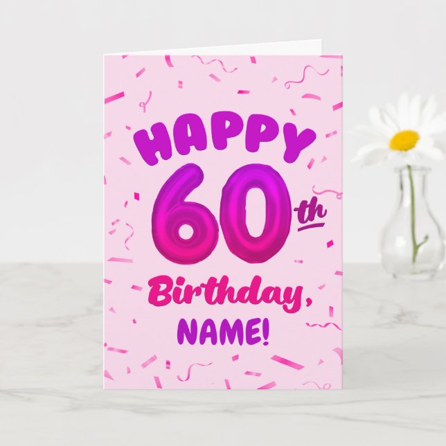 Happy 60th Birthday Card with Custom Name (Small Plant)