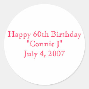 Happy 60th Birthday Classic Round Sticker