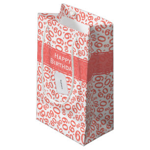 Happy 60th Birthday Coral Random Number Pattern Small Gift Bag