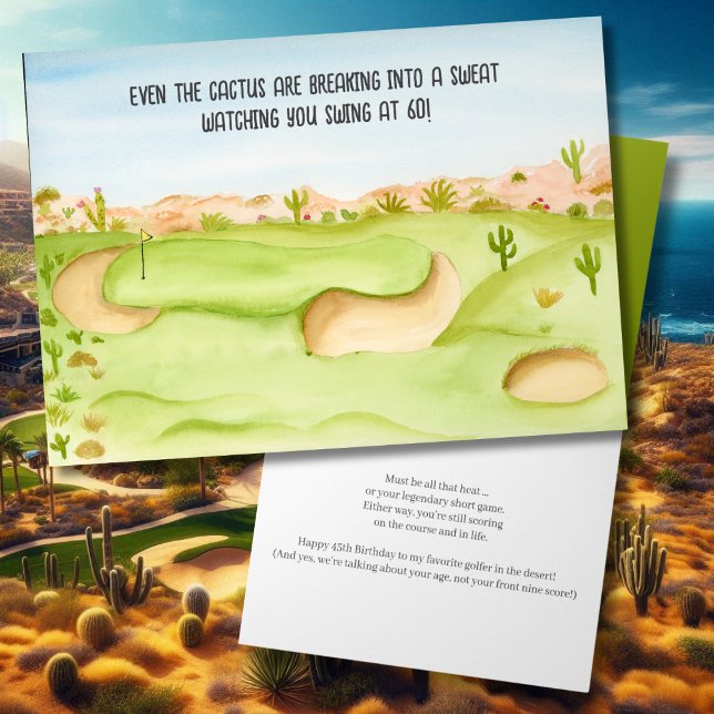 Happy 60th Birthday Desert Golf Course Watercolor Card (Creator Uploaded)