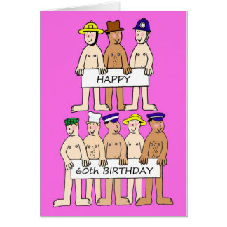 Happy 60th Birthday for Her Funny Cartoon Men.