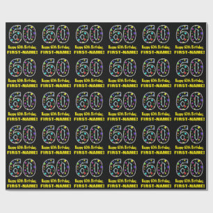 Happy 60th Birthday, Fun Colourful Stars Pattern 6 Wrapping Paper