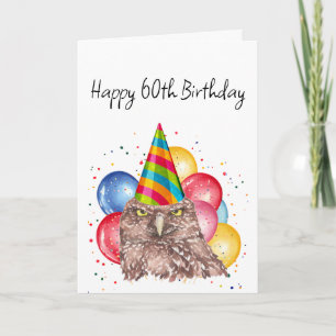 Happy 60th Birthday Fun Owl Humour Card