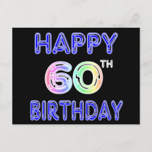 Happy 60th Birthday Gifts in Balloon Font Postcard