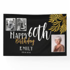 Happy 60th Birthday Gold Foliage 3 Photo Backdrop