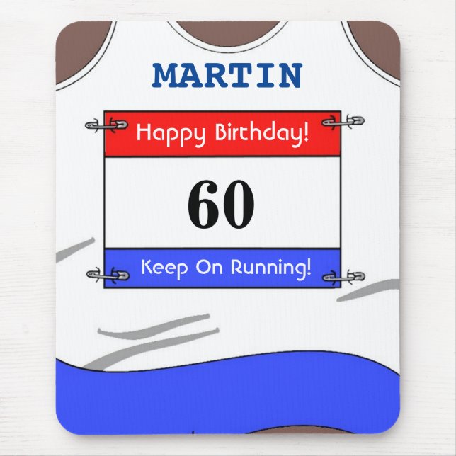 Happy 60th Birthday  Mouse Mat for a Runner (Front)