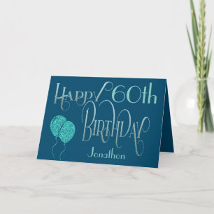 Happy 60th Birthday Name Blue Card
