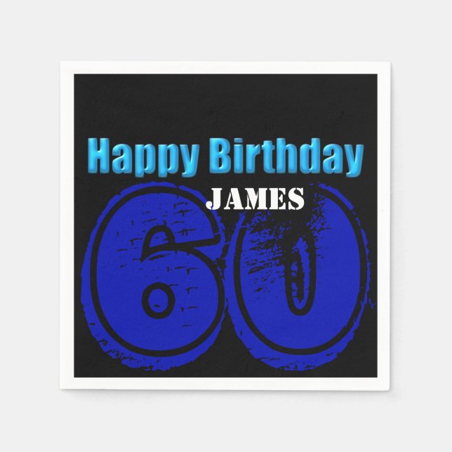Happy 60th Birthday Personalized Paper Napkin (Front)