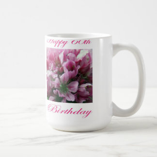 Happy 60th Birthday Pink and Green Flower Coffee Mug