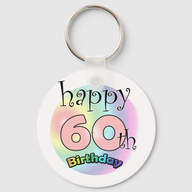 Happy 60th Birthday (Pink) Keychain (Front)