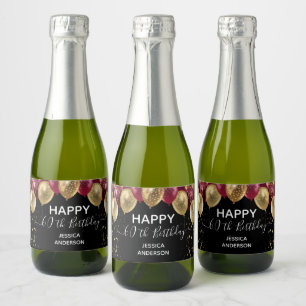Happy 60th Birthday red and gold Sparkling Wine La Label