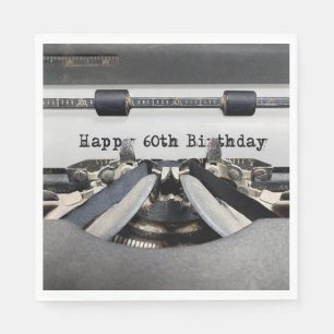 Happy 60th Birthday Retro Typewriter  Napkin
