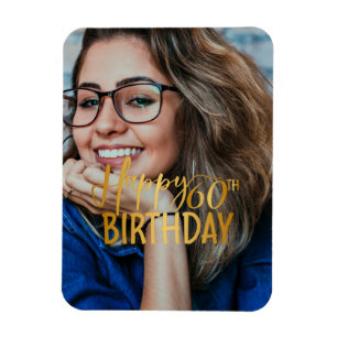 Happy 60th Birthday Script Personalized Photo Magnet