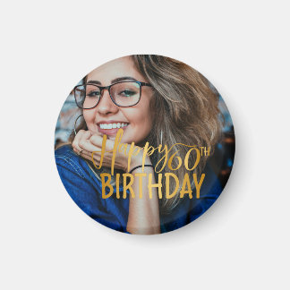Happy 60th Birthday Script Personalized Photo Magnet