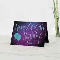 Happy 60th Name Purple Teal Mystical Birthday