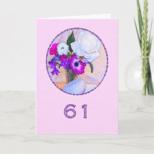Happy 61st birthday with a flower painting card