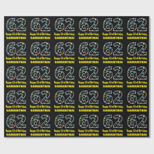 Happy 62nd Birthday, Fun Colourful Stars Pattern 6 Wrapping Paper