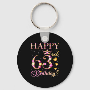 Happy 63rd Birthday 63 Years Old Men Women Birthda Keychain