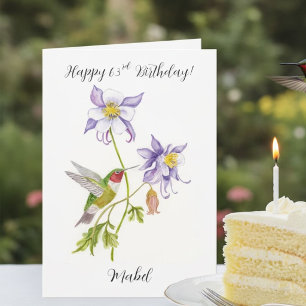 Happy 63rd Birthday Columbine with Hummingbird Card