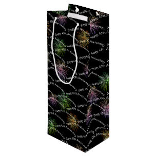Happy 65th Anniversary Fireworks  Wine Gift Bag