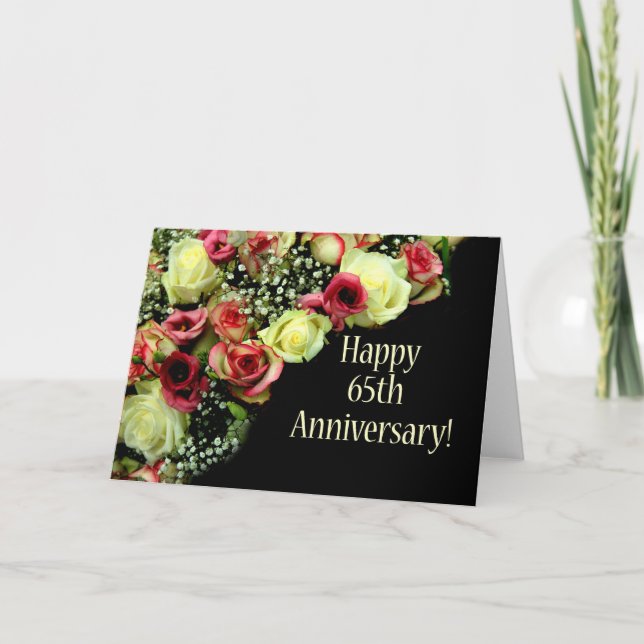 Happy 65th Anniversary roses Card (Front)
