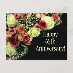Happy 65th Anniversary roses Postcard