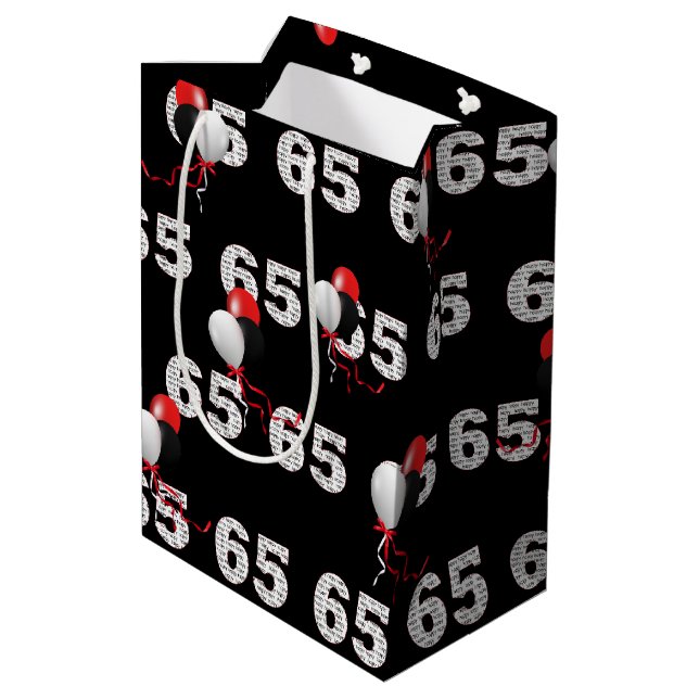 Happy 65th Birthday Balloons Medium Gift Bag (Back Angled)