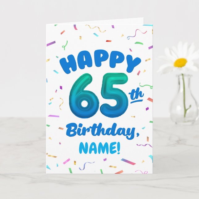 Happy 65th Birthday Card with Custom Name (Small Plant)