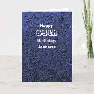 Happy 65th Birthday Greeting Card Dark Blue Dolls