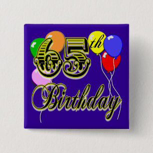 Happy 65th Birthday Merchandise 2 Inch Square Button