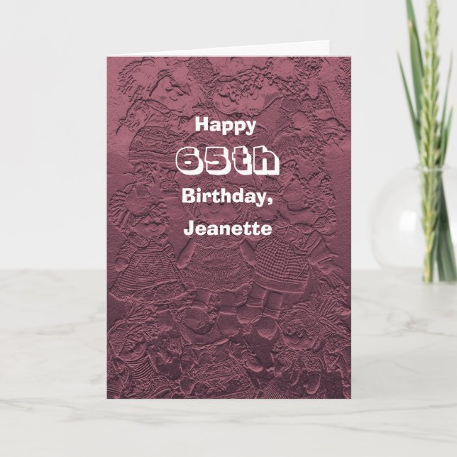 Happy 65th Birthday Name Rose Pink Rag Dolls Card (Front)