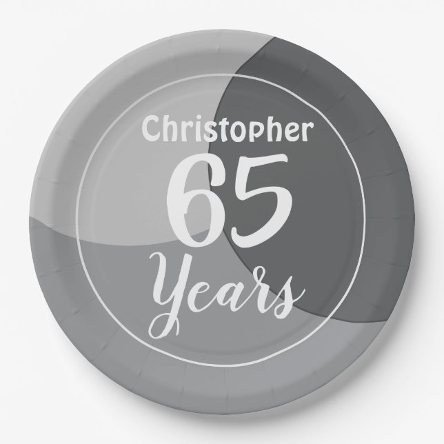 Happy 65th Birthday Party Paper Plate (Front)