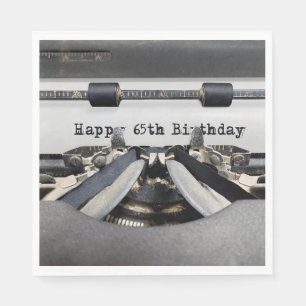 Happy 65th Birthday Retro Typewriter  Napkin