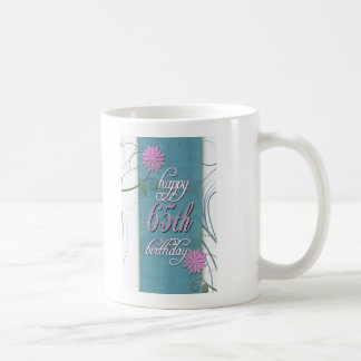 Happy 65th birthday with fun flowers coffee mug