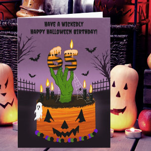 Happy 65th Halloween Birthday Spooky Cake Card