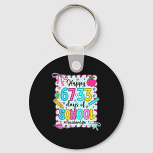 Happy 67+33 Days Of School Coquette 100 Days Teach Keychain