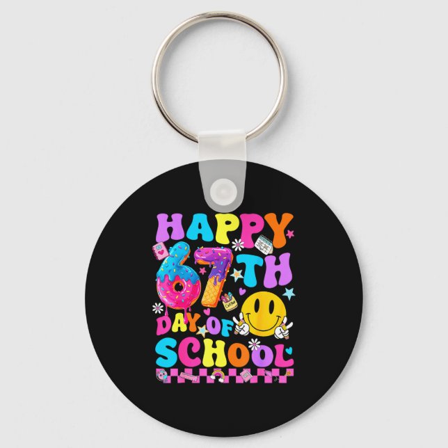 Happy 67 Days Of School 67th Day Smarter Six Seven Keychain (Front)