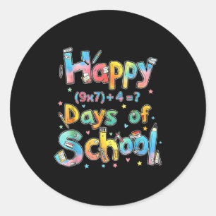 Happy 67 Days Of School Math Equation Teacher Six Classic Round Sticker