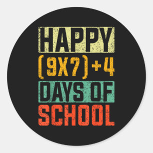 Happy 67 Days Of School Math Teacher Students Six Classic Round Sticker