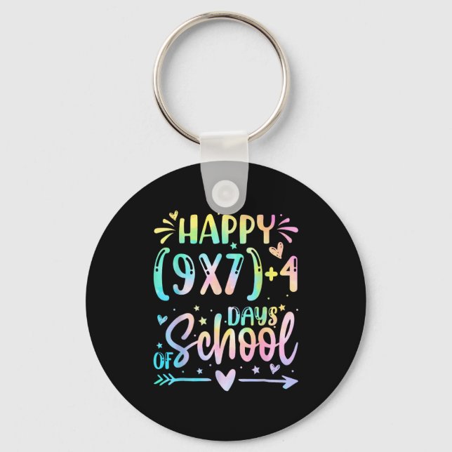 Happy 67 Days Of School Math Teacher Students Six  Keychain (Front)