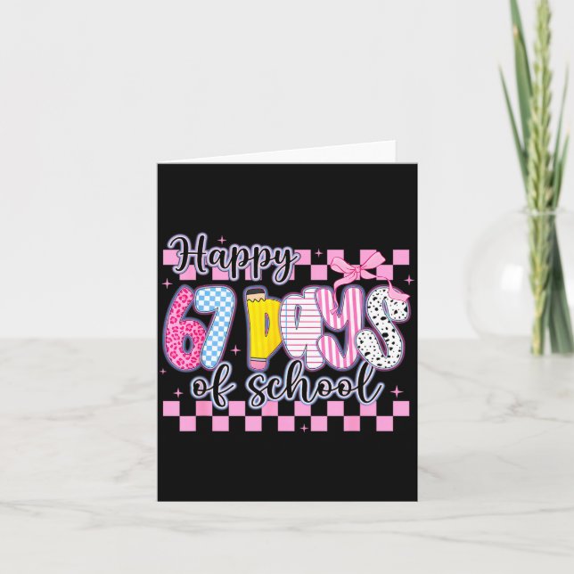 Happy 67 Days Of School Six Seven Meme Boy Girl Te Card (Front)