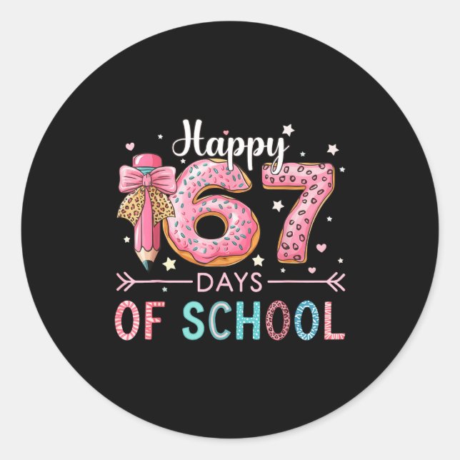 Happy 67 Days Of School Six Seven Meme Boy Girl Te Classic Round Sticker (Front)