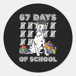 Happy 67 Days School Cute Dog 67 Days Smarter Stud Classic Round Sticker